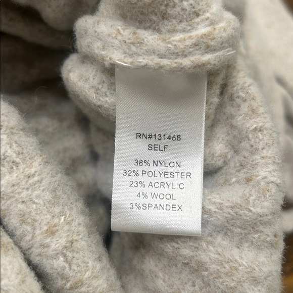 VICI Cream Ribbed Knit Belted Turtleneck Tunic Sweater Women’s Size Medium - Picture 7 of 9